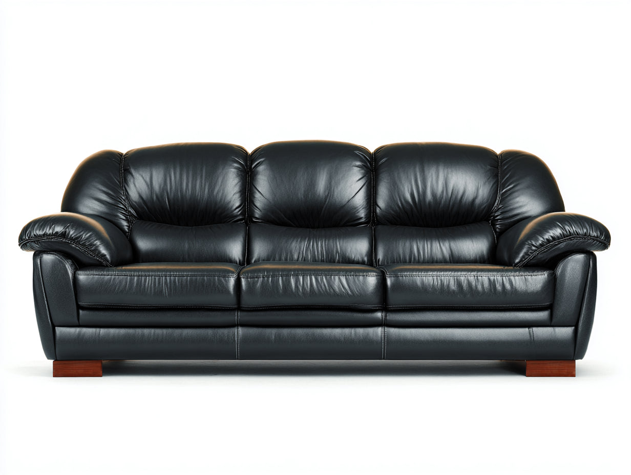 Divano a 3 posti-Pelle sintetica-215x92x88 cm-Nero-Stile moderno