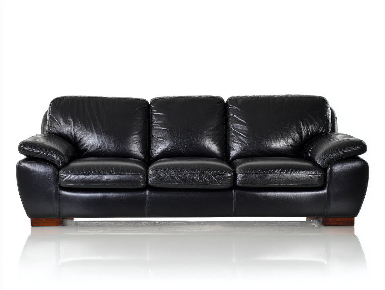 Divano a 3 posti-Pelle sintetica-232x98x87 cm-Nero-Stile elegante moderno