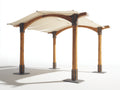 Pergola da giardino - legno - metallo - tessuto - 420x320x270 cm - marrone-crema - stile contemporaneo con copertura curva