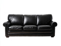 Divano a 3 posti-Pelle sintetica-218x94x86 cm-Nero-Stile classico elegante