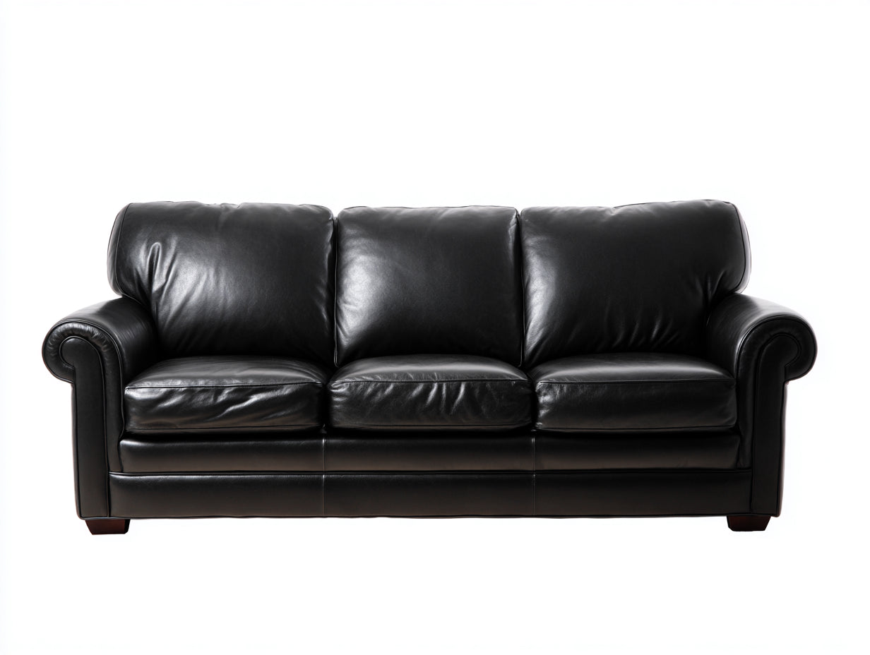 Divano a 3 posti-Pelle sintetica-218x94x86 cm-Nero-Stile classico elegante