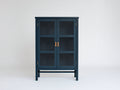 Librerie - pannelli effetto legno - vetro - metallo - 80x36x118 cm - blu petrolio-rame - stile moderno essenziale