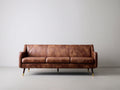 Divano a 3 posti-Pelle-220x92x88 cm-Marrone-Stile mid century moderno