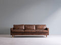 Divano a 3 posti-Pelle-222x93x86 cm-Marrone-Stile mid century moderno