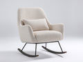 Sedia a dondolo-tessuto bouclé-metallo-legno-92x79x100 cm-beige chiaro-contemporaneo