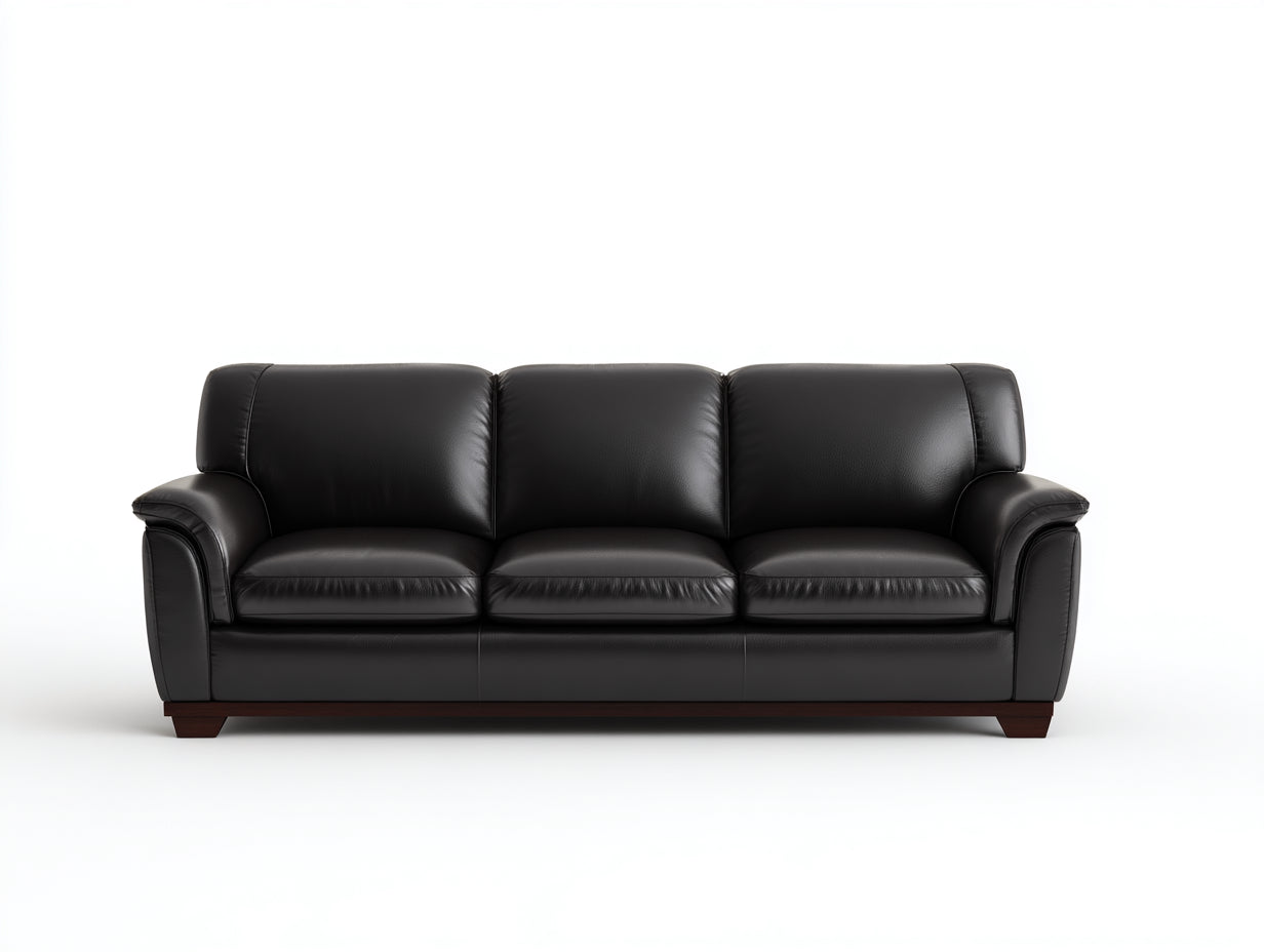 Divano a 3 posti-Pelle sintetica-228x96x88 cm-Nero-Stile moderno elegante