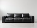 Divano a 3 posti-Pelle sintetica-235x97x89 cm-Nero-Stile moderno elegante