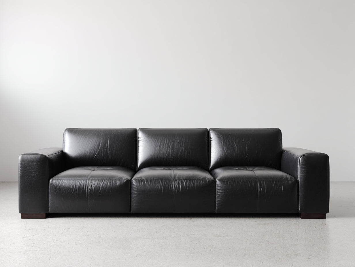 Divano a 3 posti-Pelle sintetica-235x97x89 cm-Nero-Stile moderno elegante