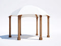 Pergola da giardino - legno - tessuto - 400x400x295 cm - naturale-bianco - stile moderno con copertura a cupola