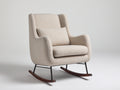 Sedia a dondolo-tessuto bouclé-metallo-legno-91x79x101 cm-beige sabbia-contemporaneo