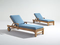 Lettino prendisole - legno - tessuto - 202x74x86 cm - naturale-azzurro - stile moderno con ruote