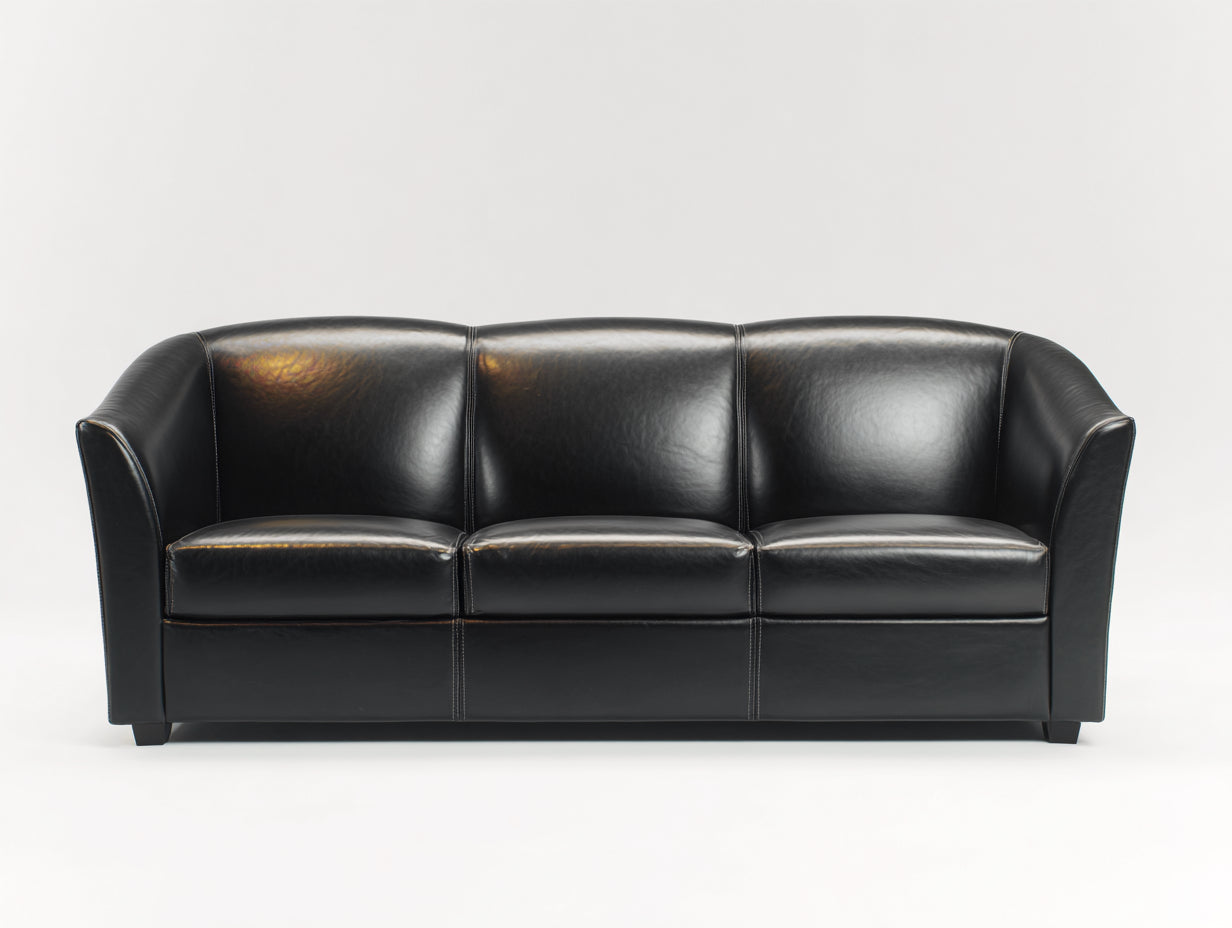 Divano a 3 posti-Pelle sintetica-225x96x90 cm-Nero-Stile classico moderno