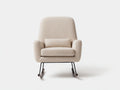 Sedia a dondolo-tessuto bouclé-metallo-legno-86x75x95 cm-beige caldo-moderno