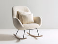 Sedia a dondolo-tessuto bouclé-metallo-legno-89x78x98 cm-avorio chiaro-scandinavo