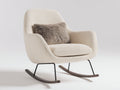Sedia a dondolo-tessuto bouclé-metallo-legno-93x80x99 cm-crema naturale-nordico