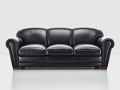 Divano a 3 posti-Pelle sintetica-231x97x90 cm-Nero-Stile classico elegante