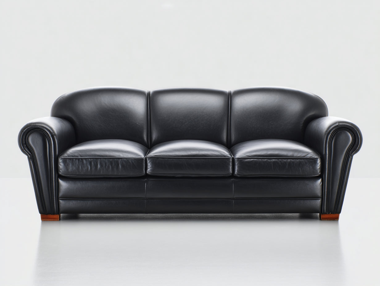 Divano a 3 posti-Pelle sintetica-231x97x90 cm-Nero-Stile classico elegante