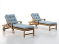 Lettino prendisole - legno - tessuto - 200x72x88 cm - naturale-azzurro - stile moderno con ruote