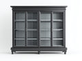 Librerie - pannelli effetto legno - vetro - 188x44x206 cm - nero-grigio - stile classico