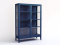 Librerie - pannelli effetto legno - vetro - metallo - 104x42x158 cm - blu scuro-oro - stile contemporaneo