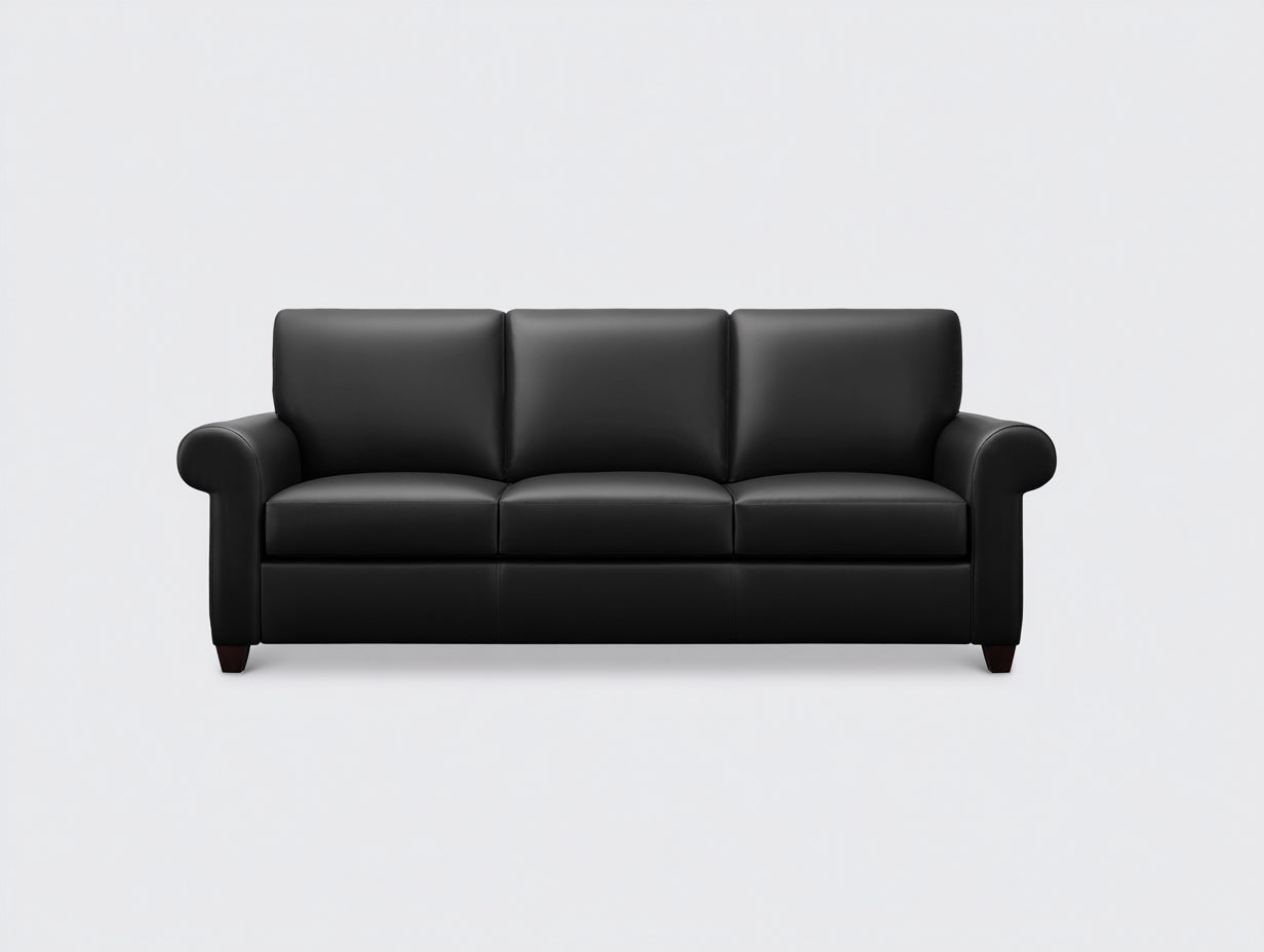 Divano a 3 posti-Pelle-228x96x88 cm-Nero-Stile moderno elegante