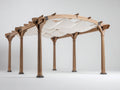 Pergola da giardino - legno - metallo - tessuto - 560x340x288 cm - naturale-bianco - stile classico con copertura ondulata