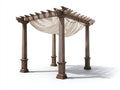 Pergola da giardino - legno - tessuto - metallo - 360x300x275 cm - marrone-crema - stile rustico con copertura drappeggiata