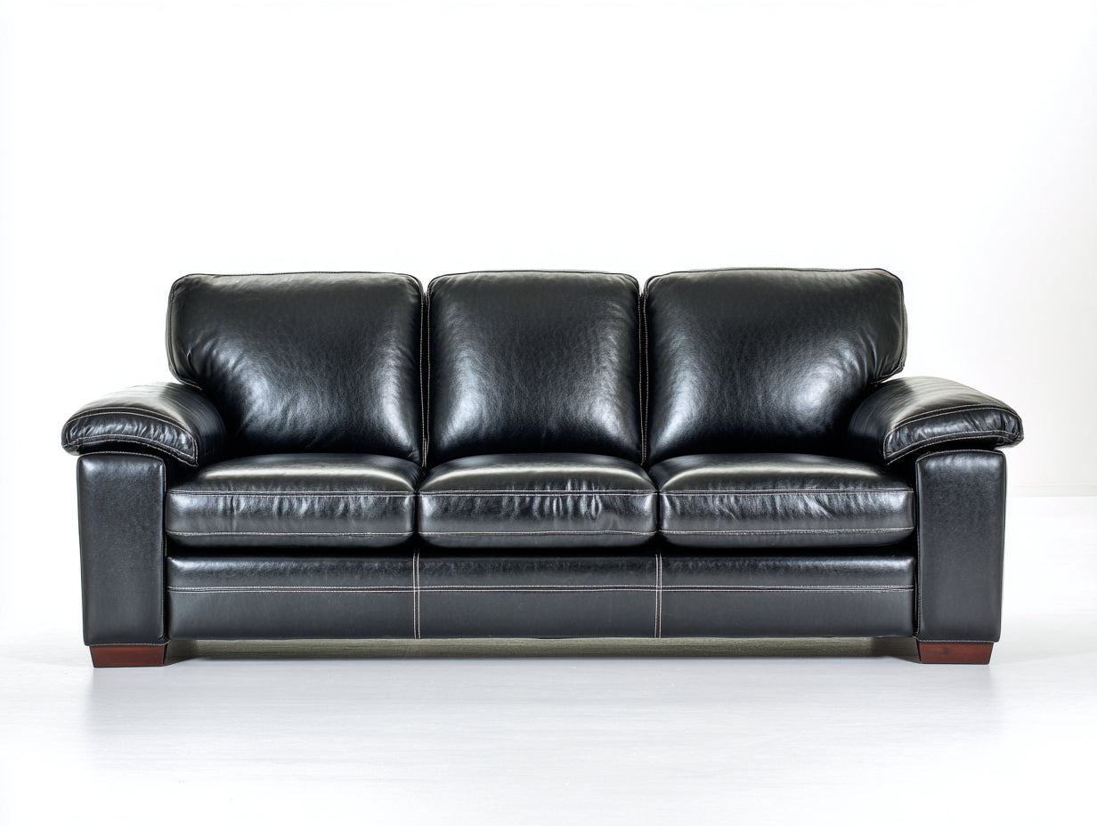 Divano a 3 posti-Pelle sintetica-226x95x87 cm-Nero-Stile moderno elegante