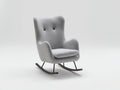 Sedia a dondolo-tessuto bouclé-metallo-legno-83x73x102 cm-grigio chiaro-vintage