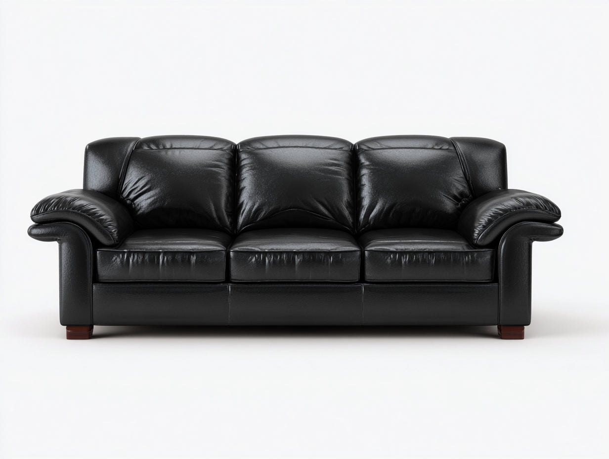 Divano a 3 posti-Pelle sintetica-210x90x85 cm-Nero-Design moderno