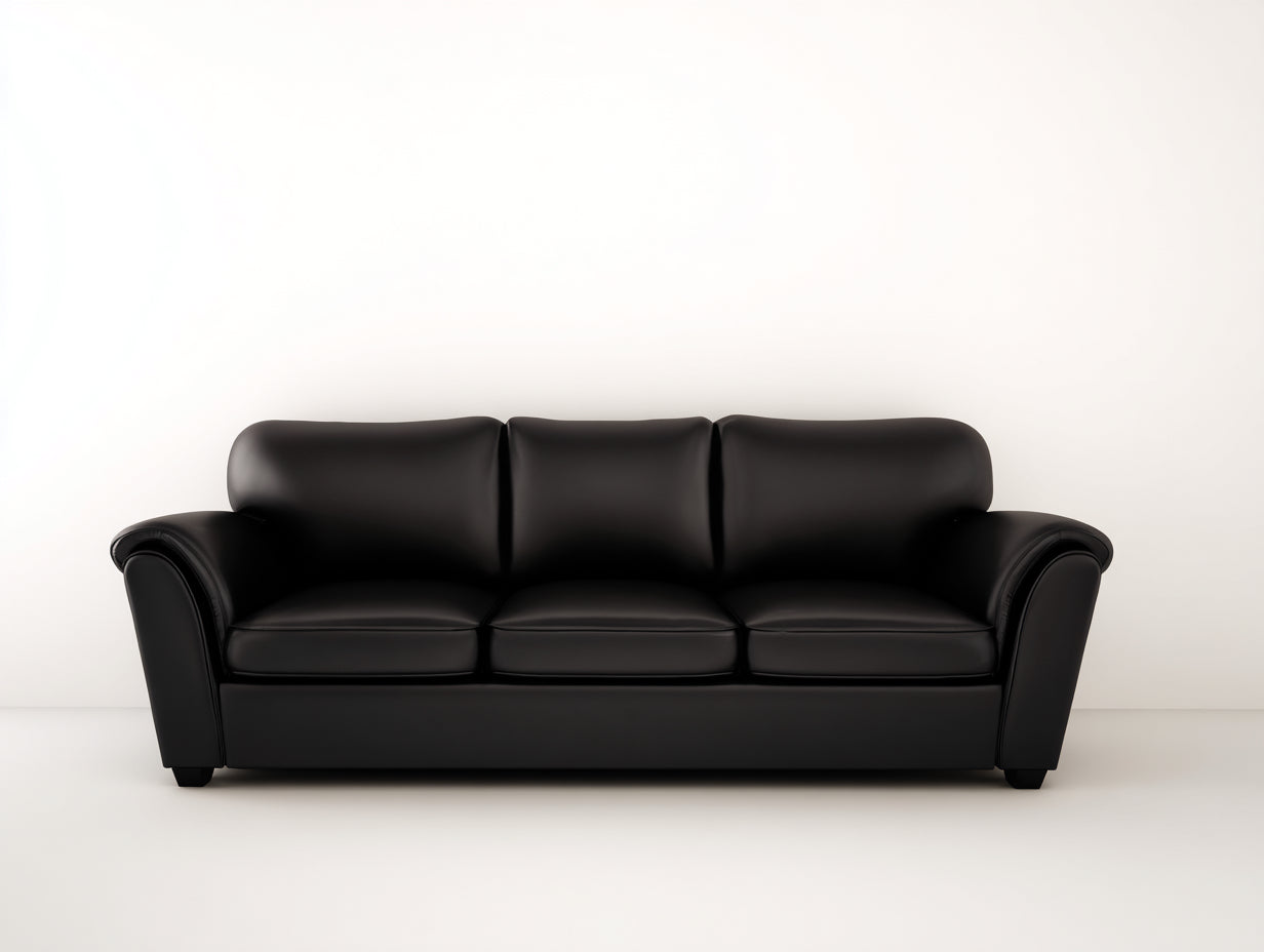 Divano a 3 posti-Pelle sintetica-227x94x86 cm-Nero-Stile moderno elegante