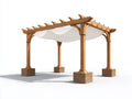 Pergola da giardino - legno - metallo - tessuto - 460x340x285 cm - naturale-bianco - stile classico con copertura ondulata