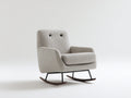 Sedia a dondolo-tessuto bouclé-metallo-legno-92x78x96 cm-beige chiaro-moderno