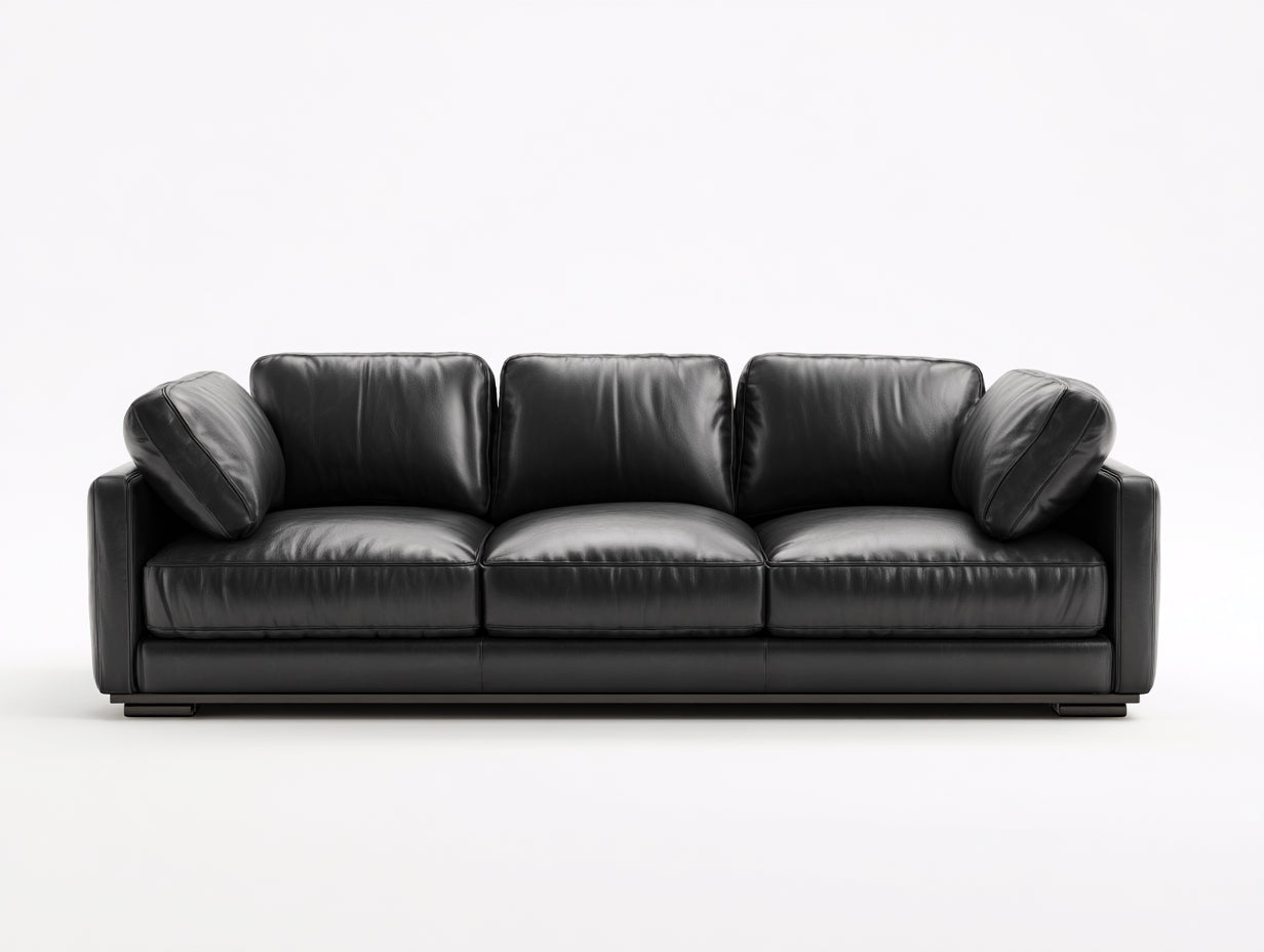 Divano a 3 posti-Pelle sintetica-229x95x87 cm-Nero-Stile moderno elegante