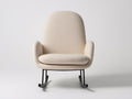 Sedia a dondolo-tessuto bouclé-metallo-legno-84x74x96 cm-crema chiaro-minimalista